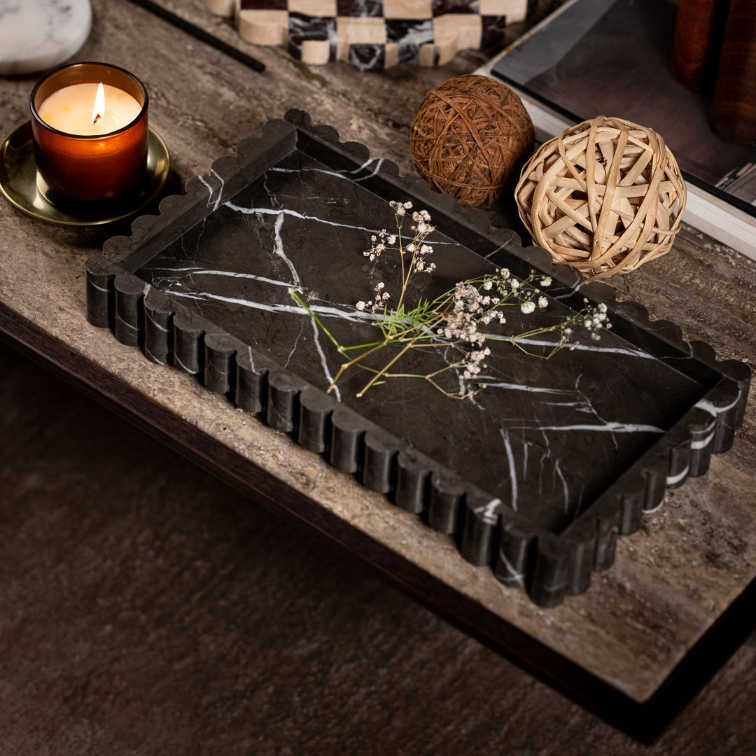 Flute Tray- Pietra Grey Marble