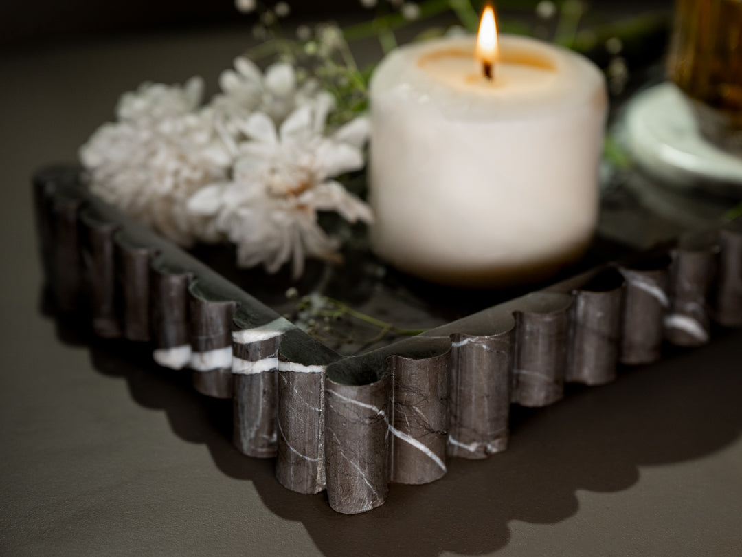 Flute Tray- Pietra Grey Marble