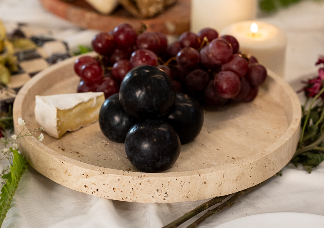 Tri Serving Plate- Travertine Marble
