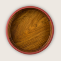 natural wood serving plate with red edge