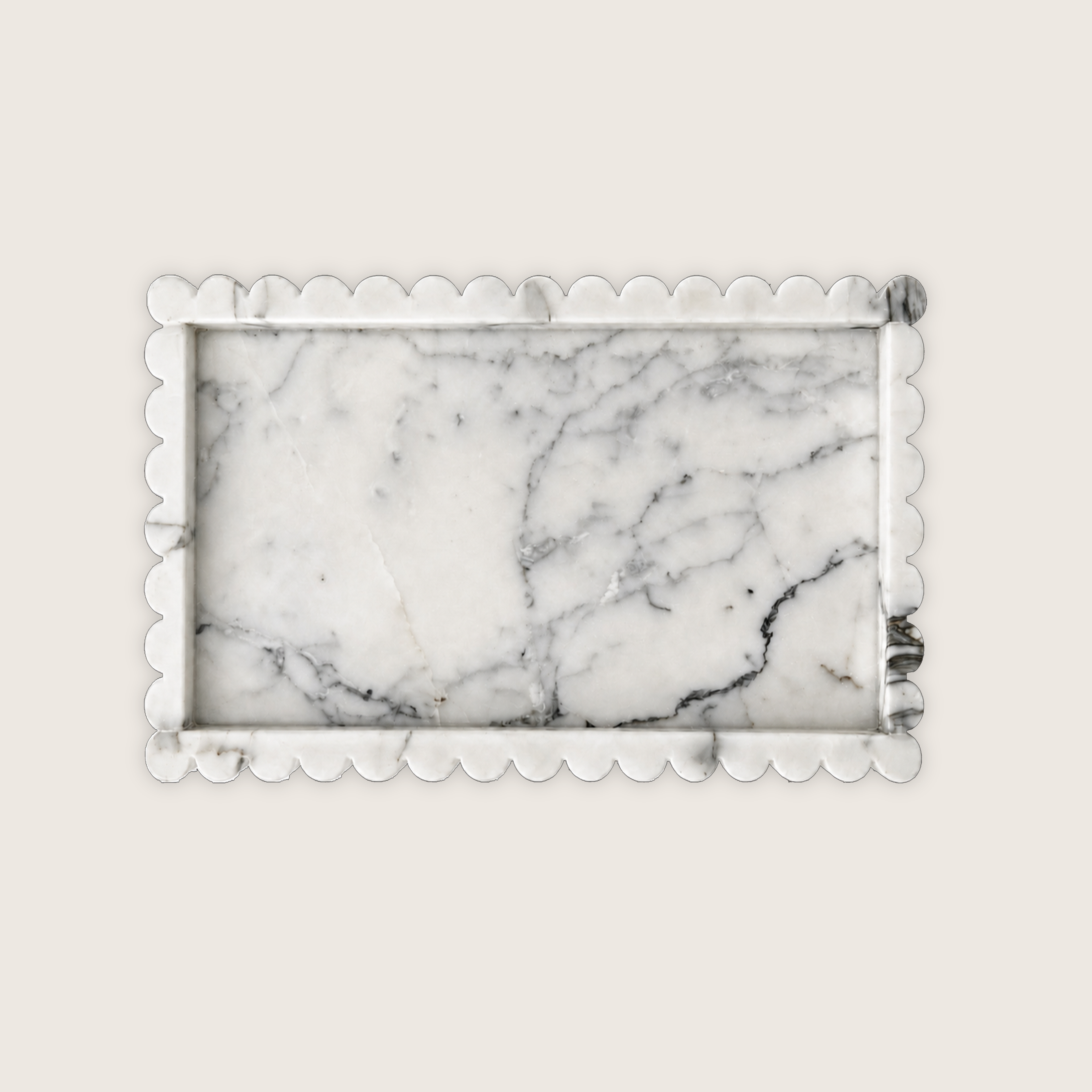 italian arabescato marble tray with fluted edges