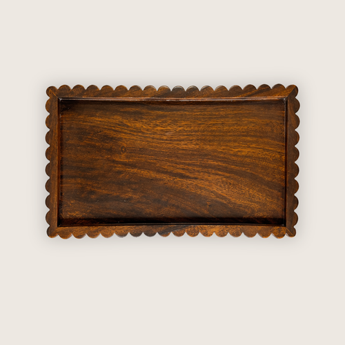 Wooden marble tray with fluted edge 